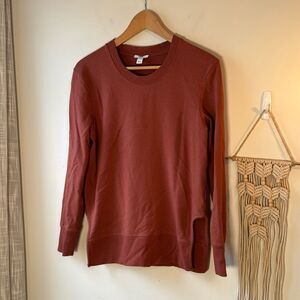 EUC Daily Ritual Rust Red Long Sleeve Sweatshirt Side Cut Outs XS